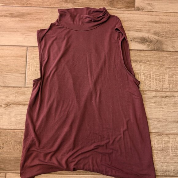 Simons Contemporaine Sleeveless Mock Neck Top LENZING ECOVERO Burgundy Size L - Picture 1 of 5